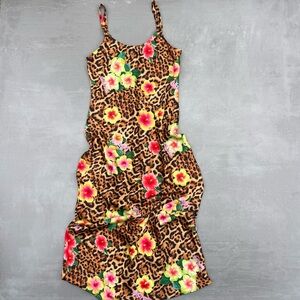 Collusion Leopard Hibiscus Midi Dress